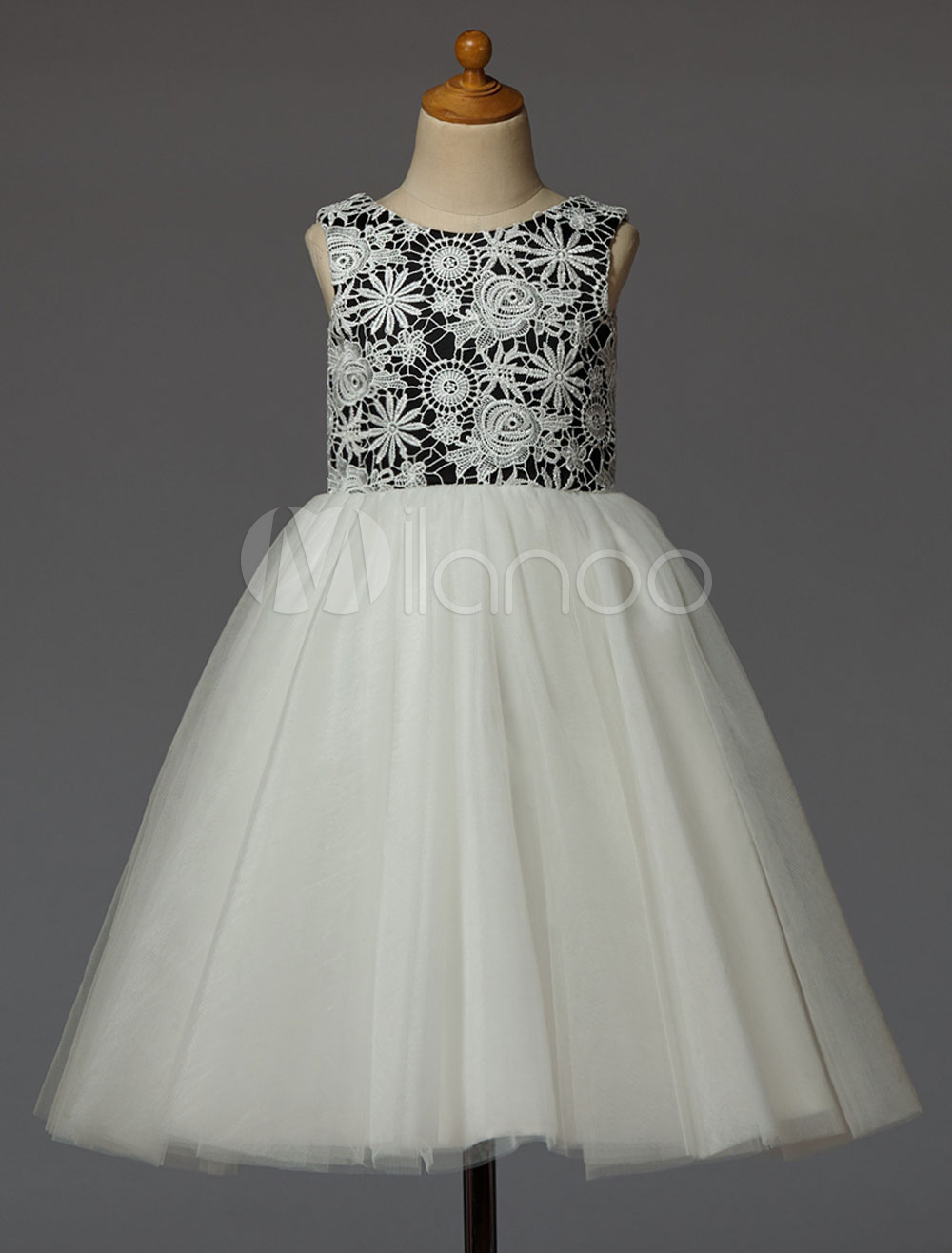 Two-Tone Flower Girl Dress With Lace Tulle - Milanoo.com