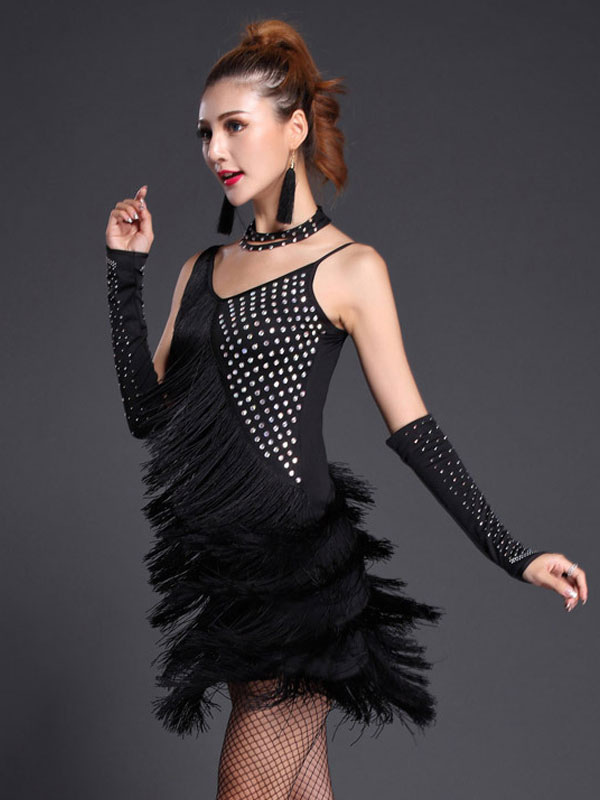 Latin dance dress costume; milk silk dress - Milanoo.com