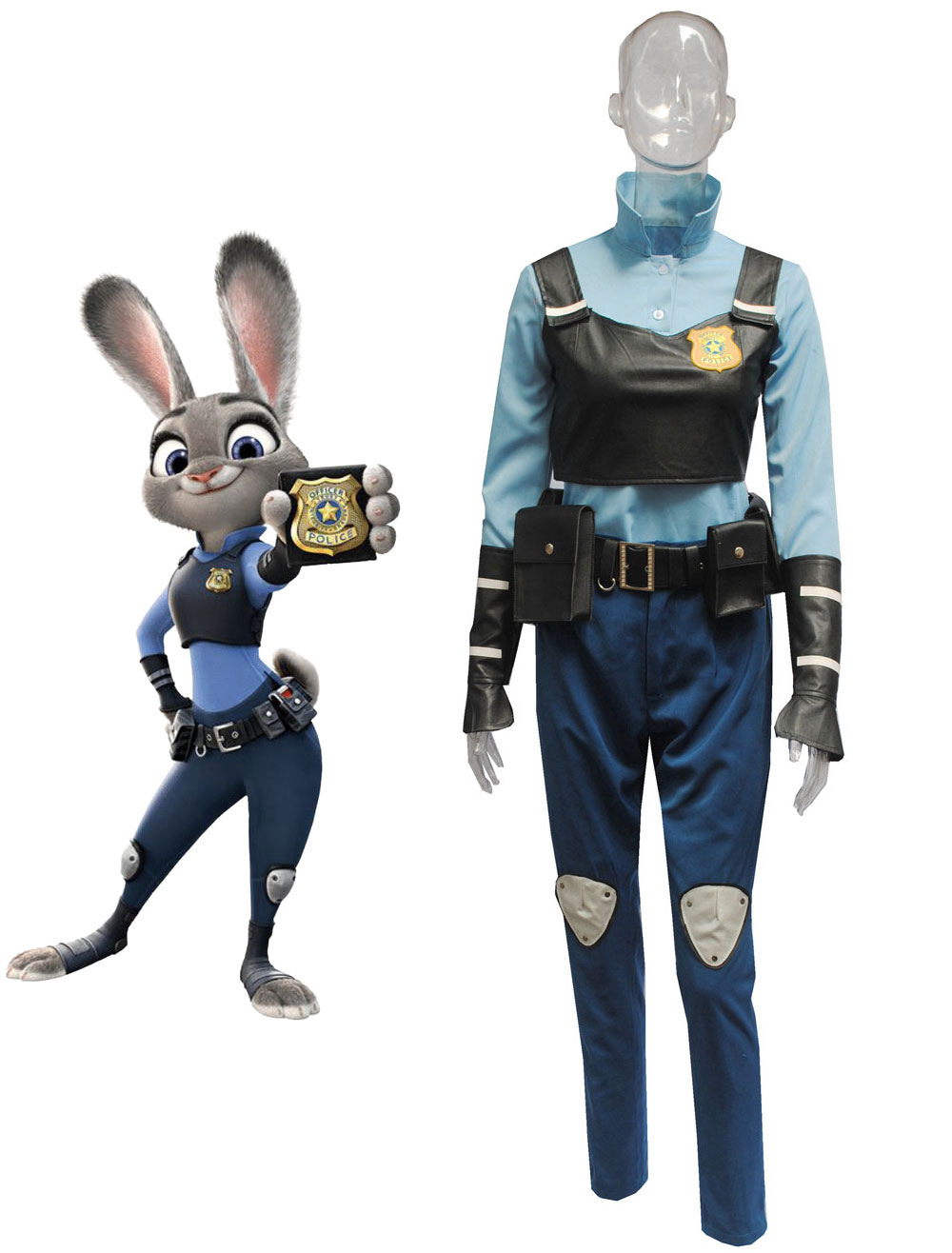 Zootopia Judy Hopps Rabbit Halloween Cosplay Costume Blue Cotton Sash ...