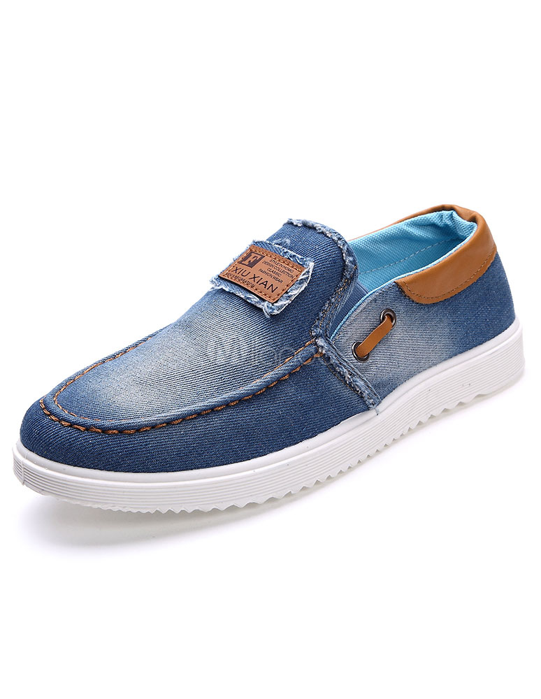 Blue Loafers Slip-On Denim Casual Shoes for Men - Milanoo.com