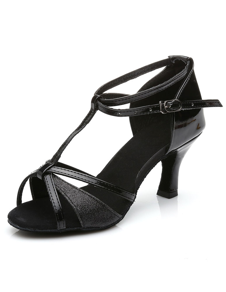 Zapatos de Fiesta | Zapatos de baile latino negro correas talones - YF52930