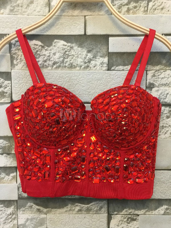 red bra crop top