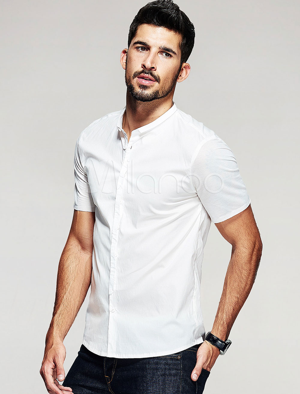 White Shirt Slim Fit Cotton Shirt for Men