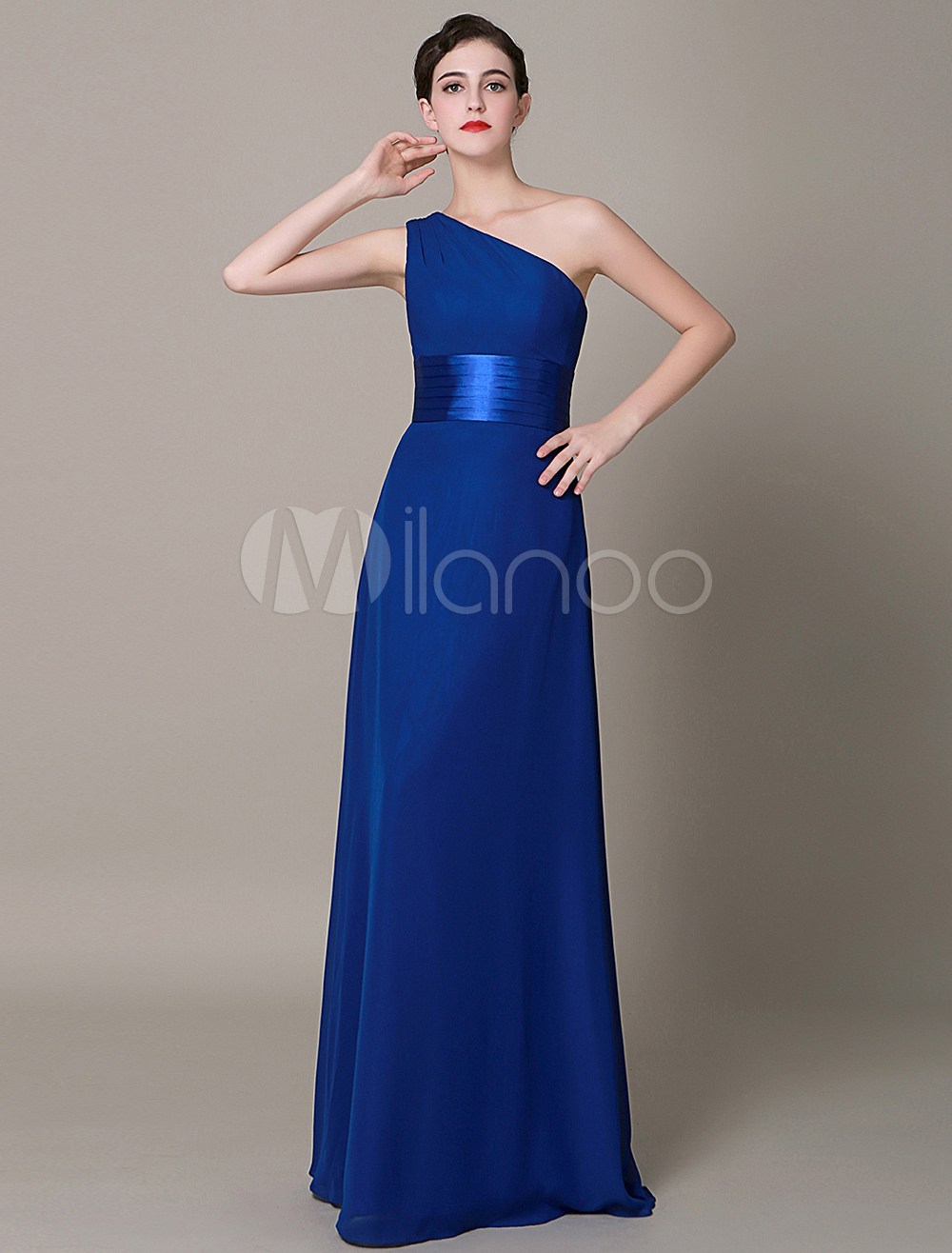 One Shoulder Royal Blue Dresses