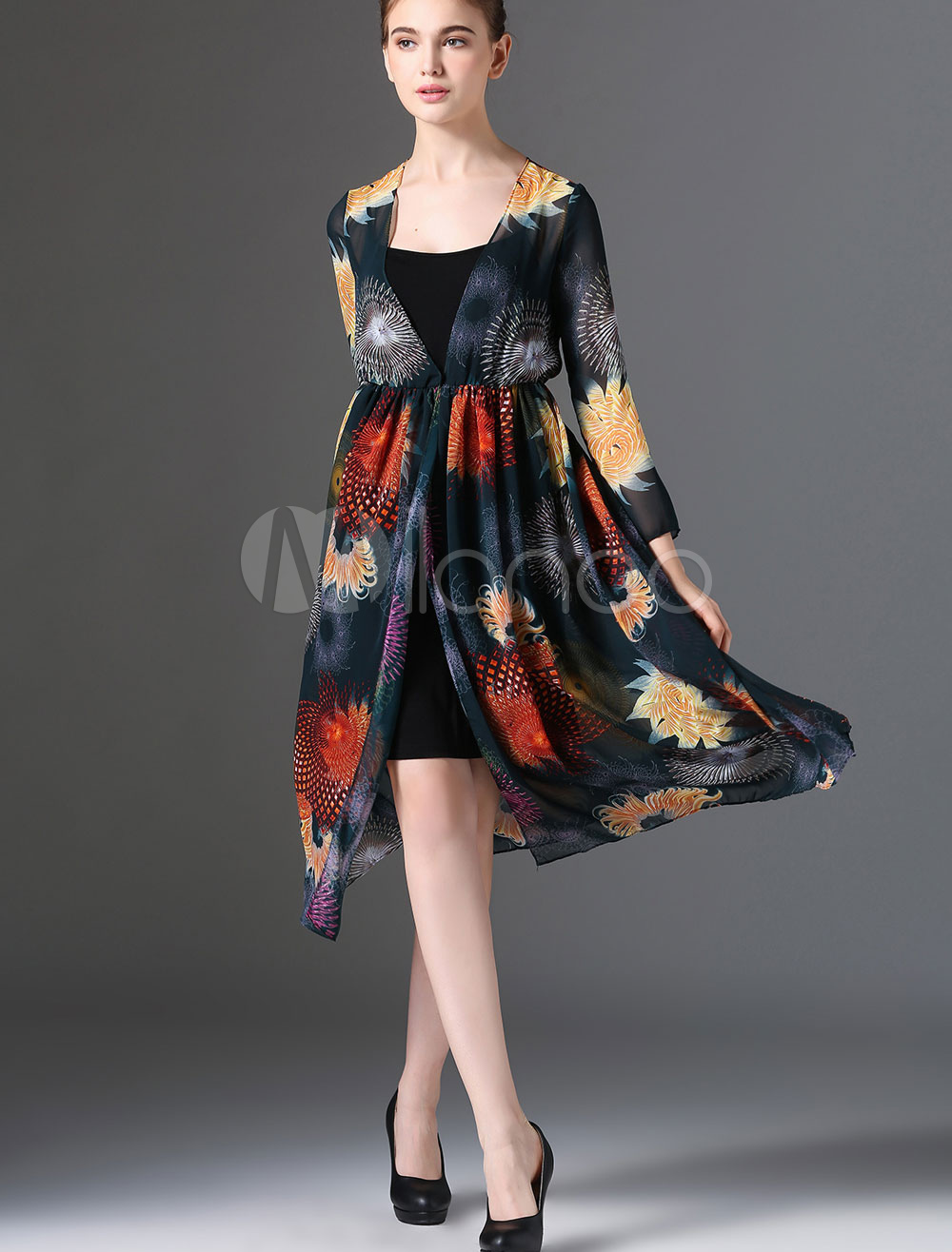 Multicolor Shift Dress Floral Print Dress - Milanoo.com