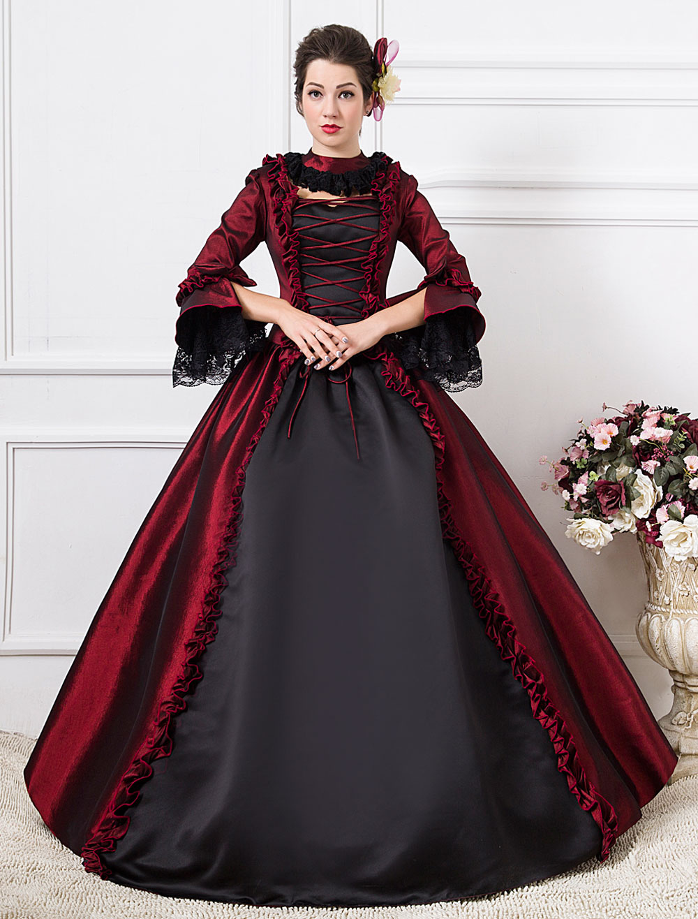 victorian style red victorian dress