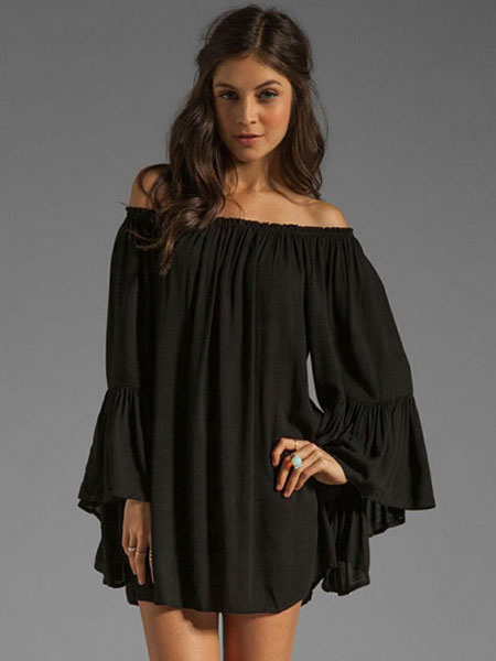 black cotton tunic dress