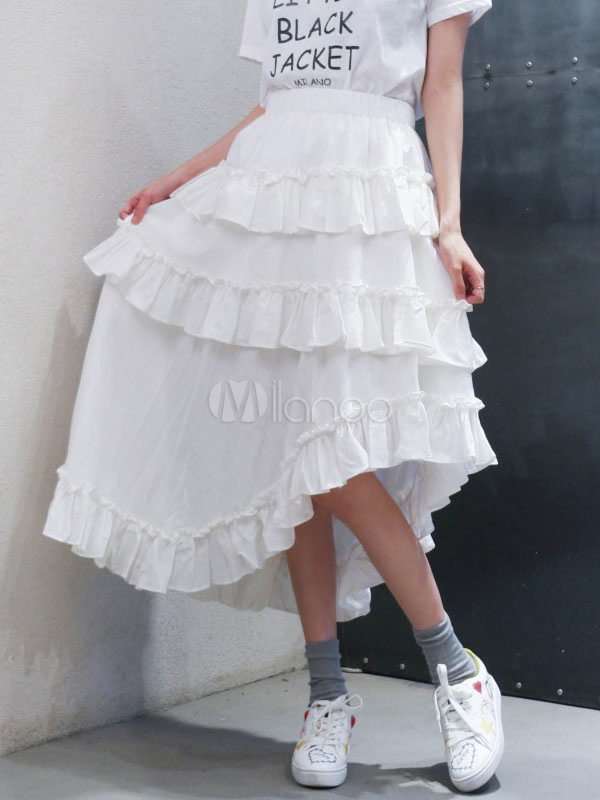Layered Mullet Skirt For Woman Asymmetrical Ruffled Skirt - Milanoo.com