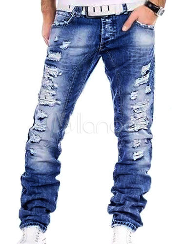 mens ripped straight leg jeans