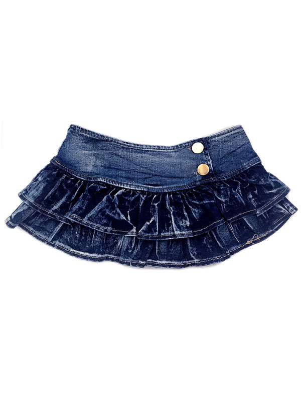 Blue Tiered Denim Super Short Skirt - Milanoo.com