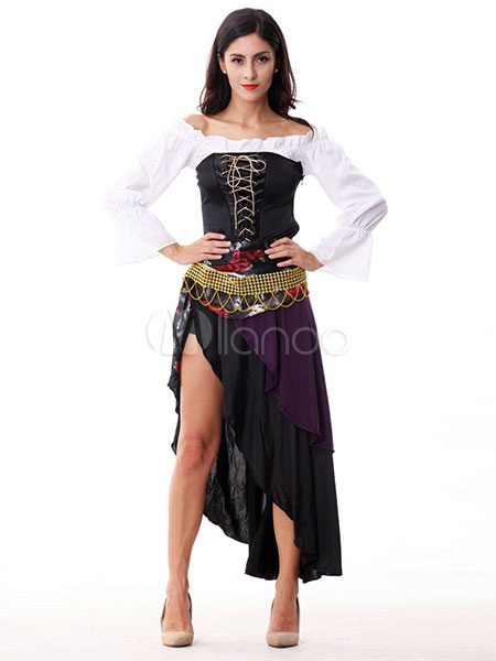 WOMENS PIRATES #OF THE CARIBBEAN GYPSY LADY FANCY DRESS ONE SIZE COSTUME 