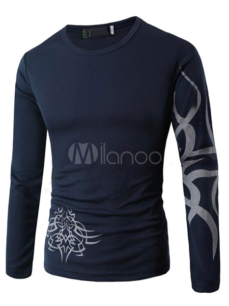 Slim Fit Long Sleeve T Shirt Sweatshirt For Men - Milanoo.com