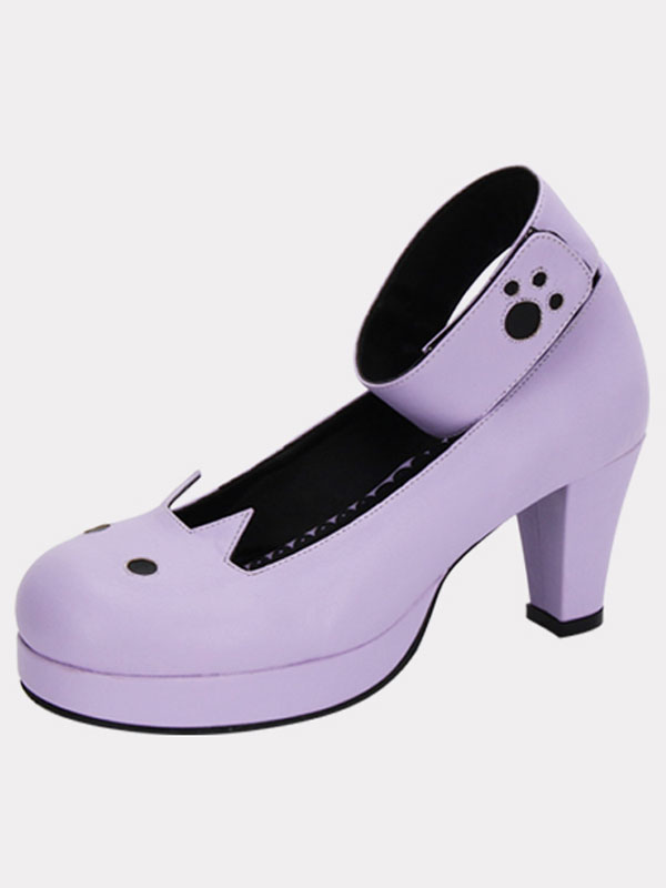 dark purple chunky heels