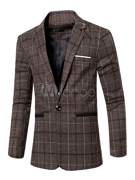 Black/Gray/Brown Plaid Blazer Suit Jacket For Men - Milanoo.com