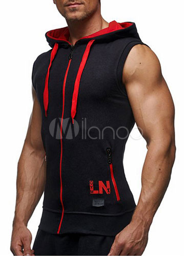 sleeveless zip up moletom com capuz mens