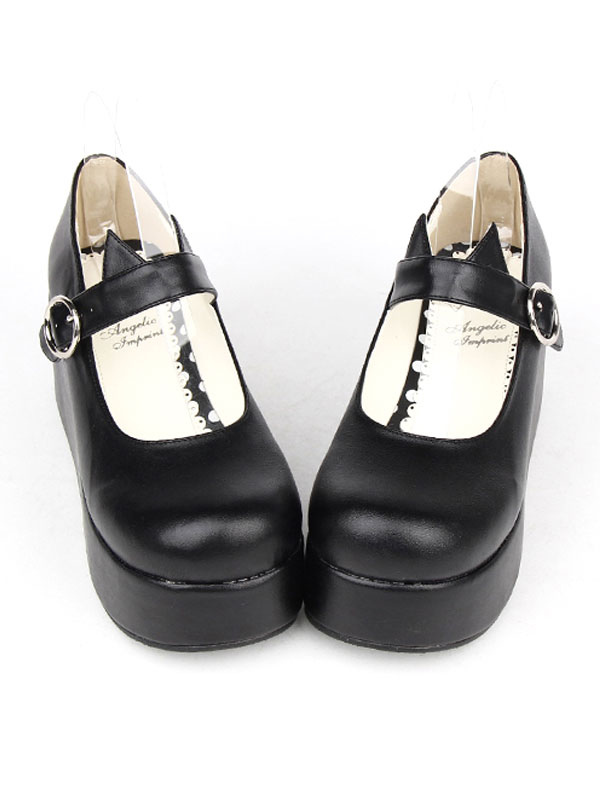 Gothic Lolita Shoes Black Platform Mary Jane Lolita Shoes With Cat Ear ...