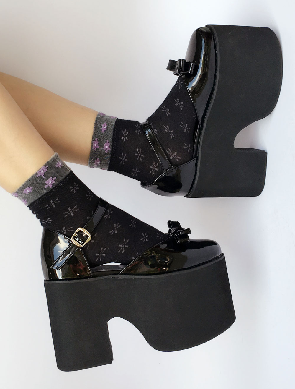 Platform Lolita Shoes Black Chunky Heel Ankle Strap Lolita Pumps With ...