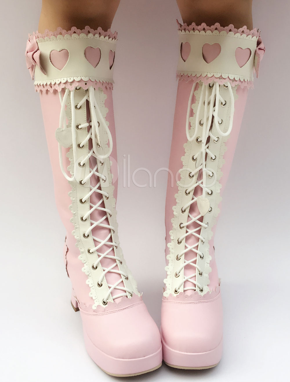 pink knee high boots