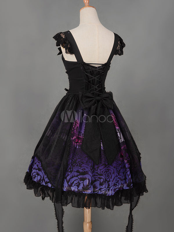Gothic Lolita Dress JSK Butterfly In The Cemeteries Printed Chiffon ...