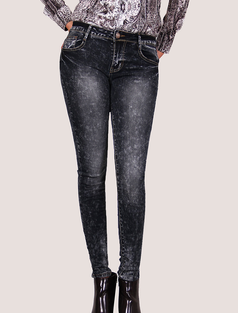 Women's Skinny Jeans Washed Chic Jean Pants boutique.milanoo