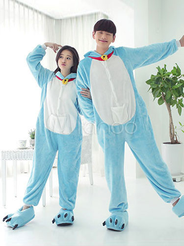 Kigurumi Pajama Doraemon Onesie Flannel Blue Animal Couple Costume ...