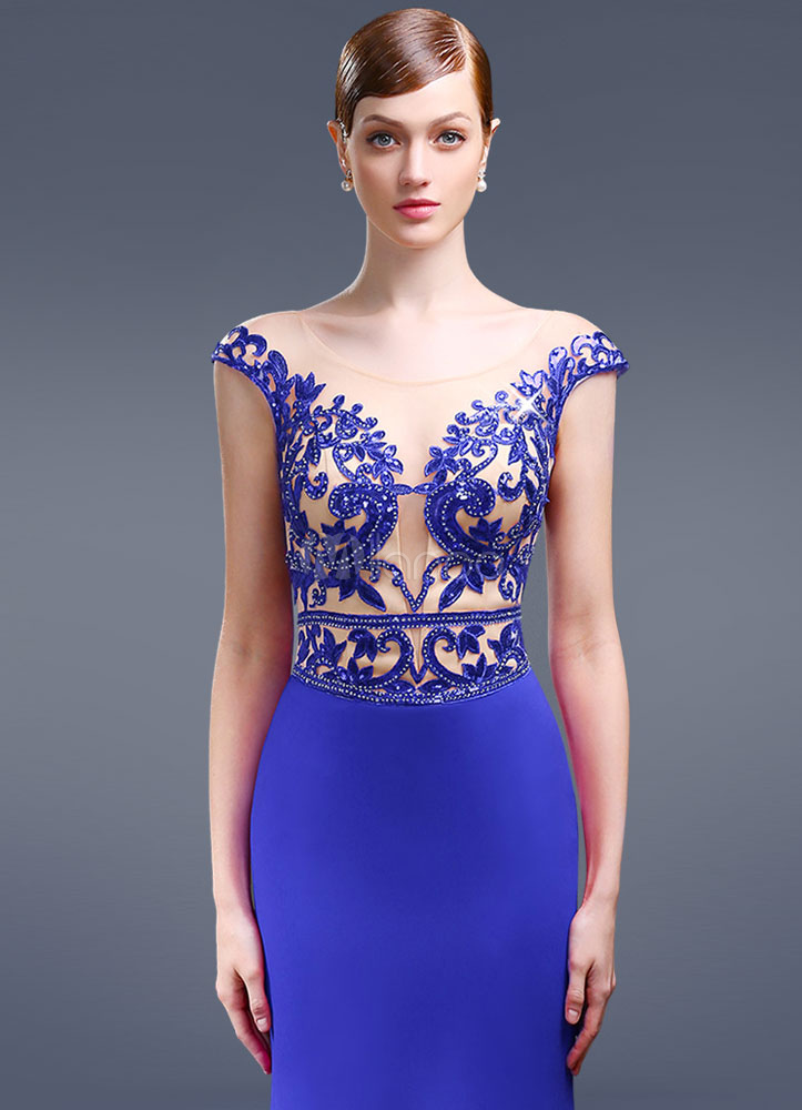 Embroideries Evening Dress Mermaid Backless Court Train Beading Sexy ...