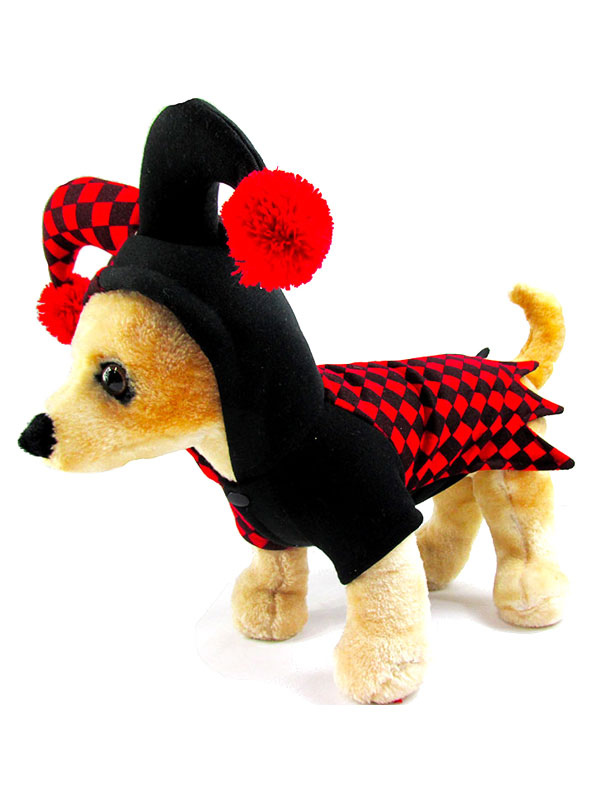 Traje de Halloween para perros Harley Payaso rojo negro Trajes de mascotas a cuadros - Milanoo.com
