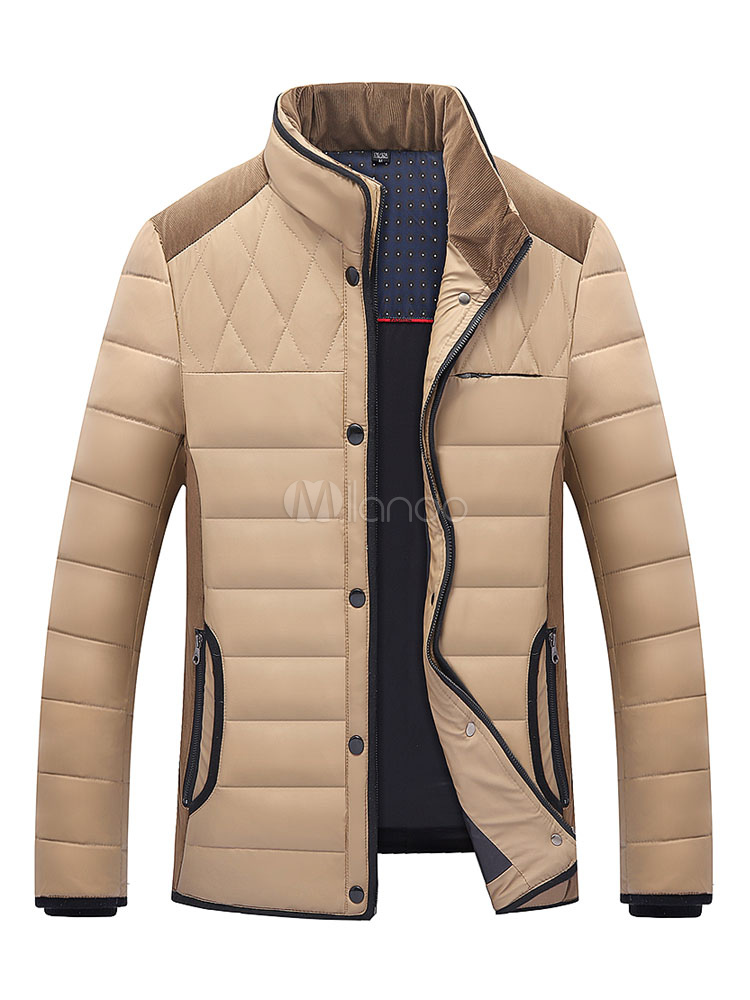 Men's Quilted Jacket Zipper Button Winter Coat In Hunter Green ...