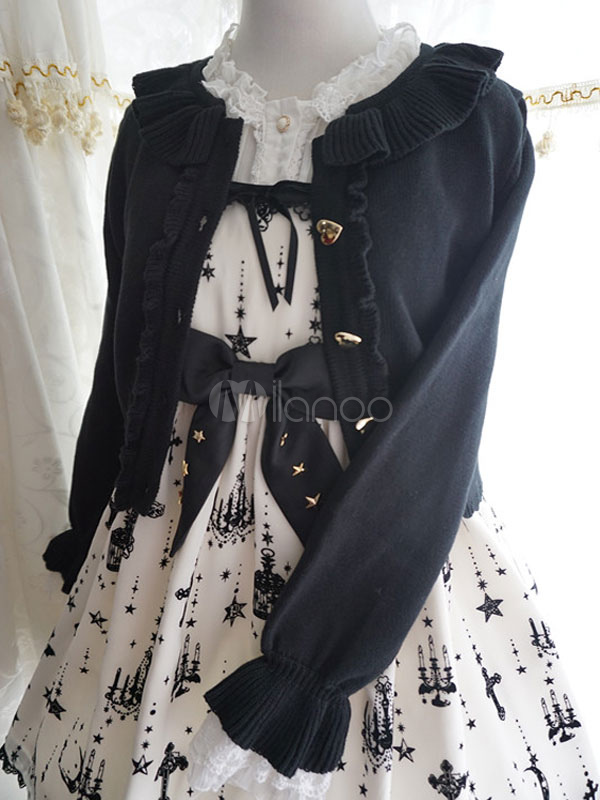 Sweet Lolita Coat Black Bow Ruffle 