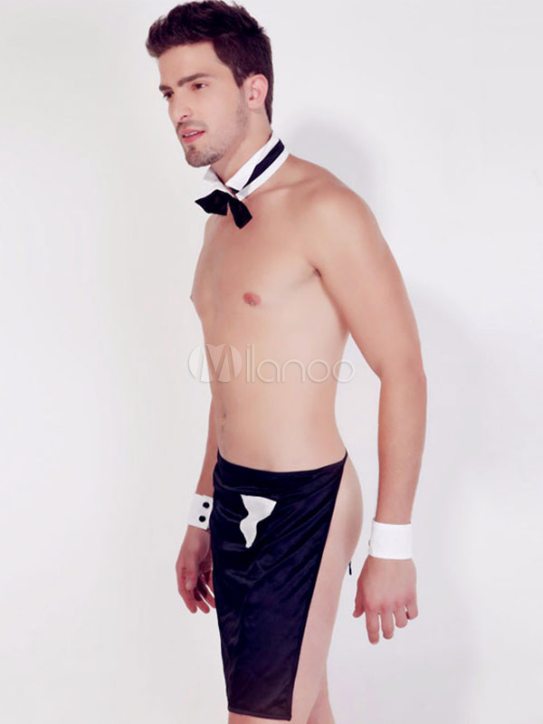 Around Sale Inn Men's Sexy Maid Costume Black Butt Bare Servant Set In 4 Pieces Gay Costume  Halloween - Milanoo.com