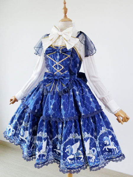 Sweet Lolita Dress JSK Royal Blue Lolita Jumper Skirt - Milanoo.com