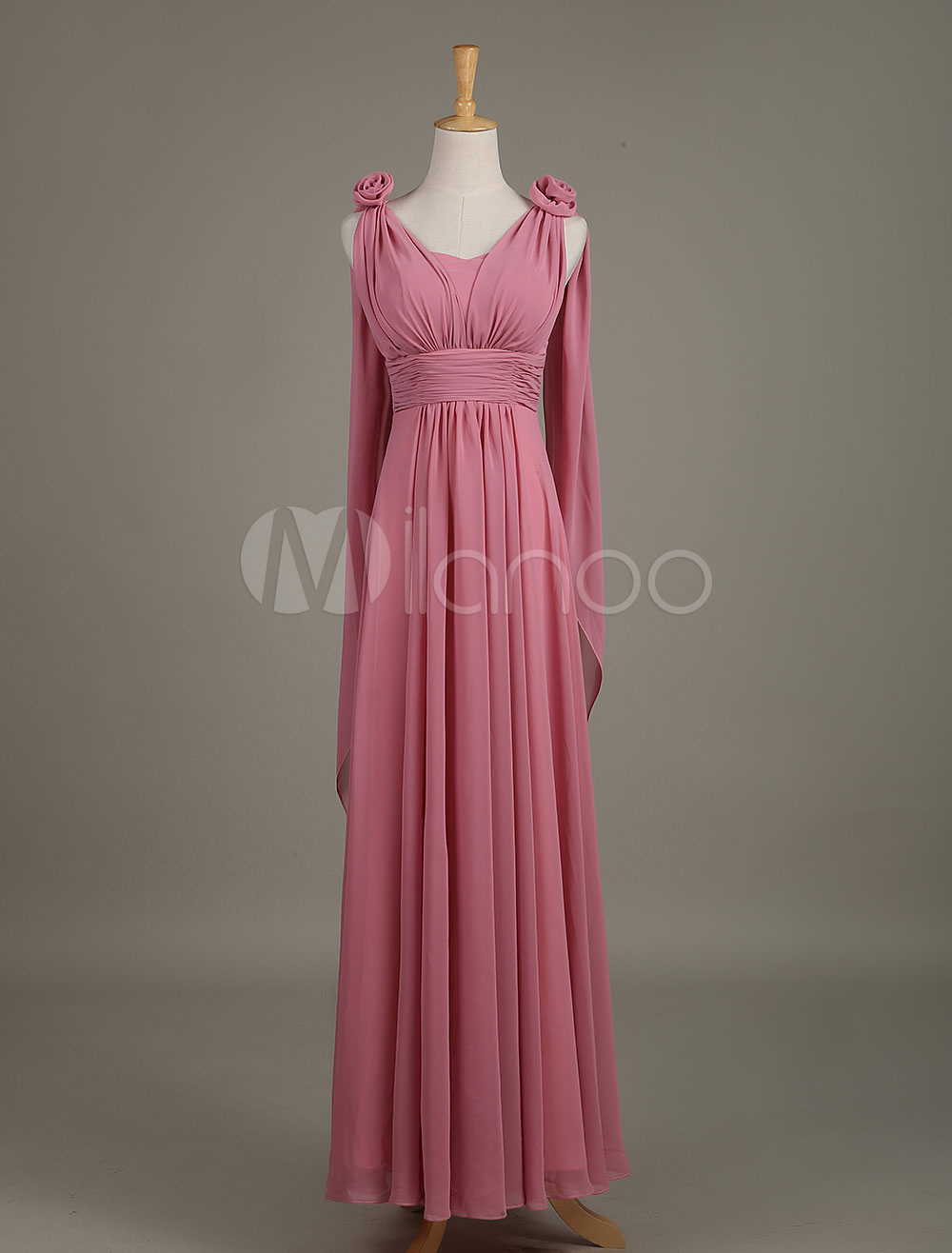 Long Bridesmaid Dress Fuchsia Pink Chiffon A Line Wedding Party Dress ...