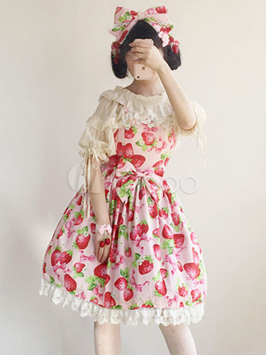 Sweet Lolita Dress JSK Infanta Strawberry Print Lolita Jumper Skirt ...
