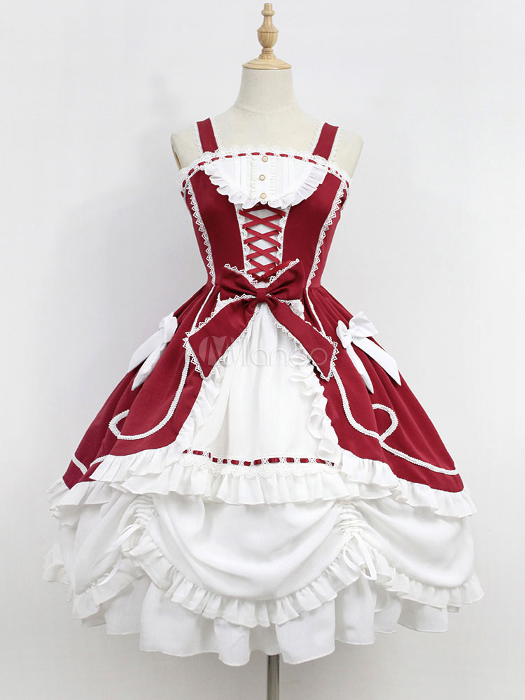 Sweet Lolita Dress Neverland Antique Figure JSK Red Lolita Jumper Skirt ...
