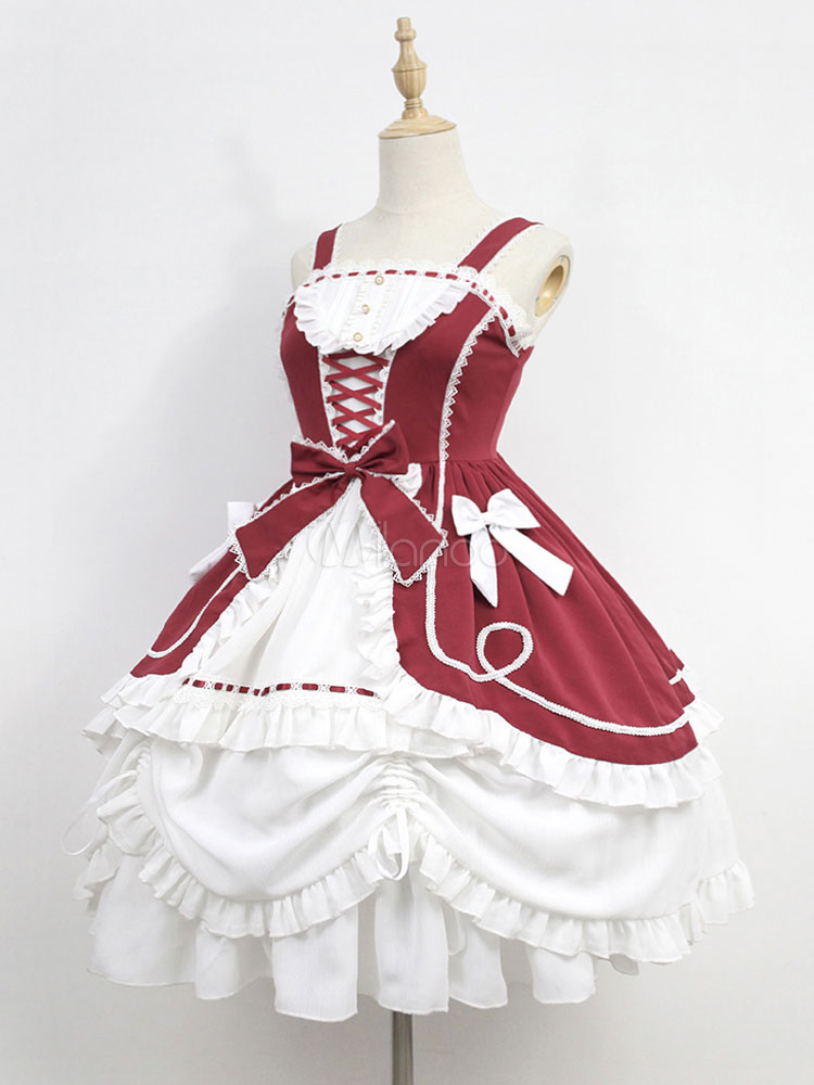 Sweet Lolita Dress Neverland Antique Figure JSK Red Lolita Jumper Skirt ...