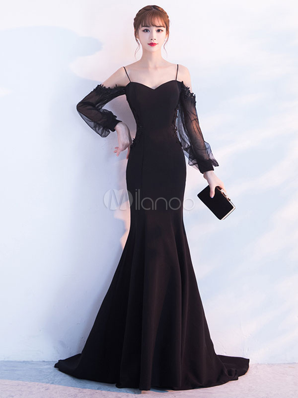 Mermaid Evening Dress Dark Navy Off The Shoulder Sweetheart Straps ...