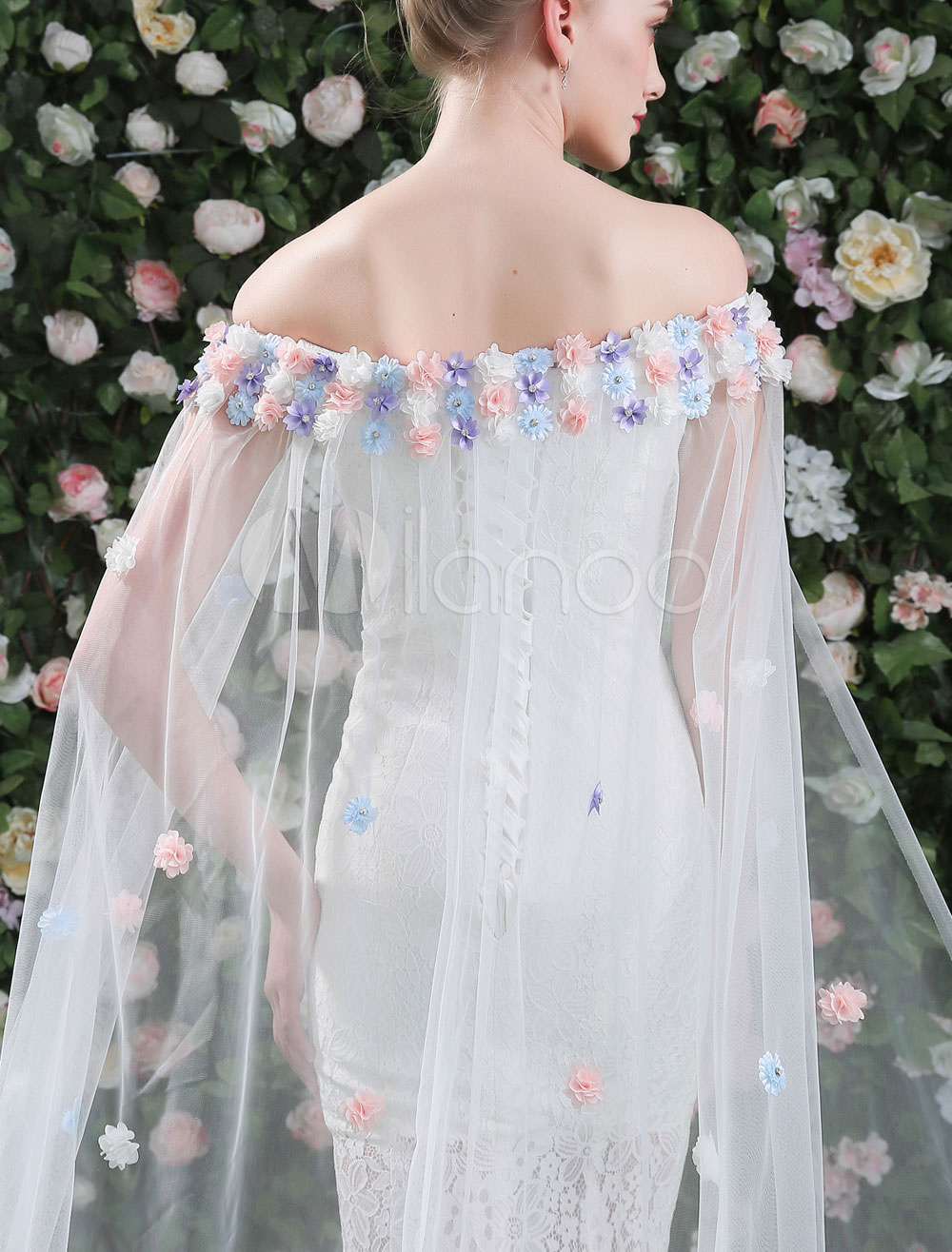 Lace Wedding Dresses Mermaid Off The Shoulder Bridal Dress Flowers ...