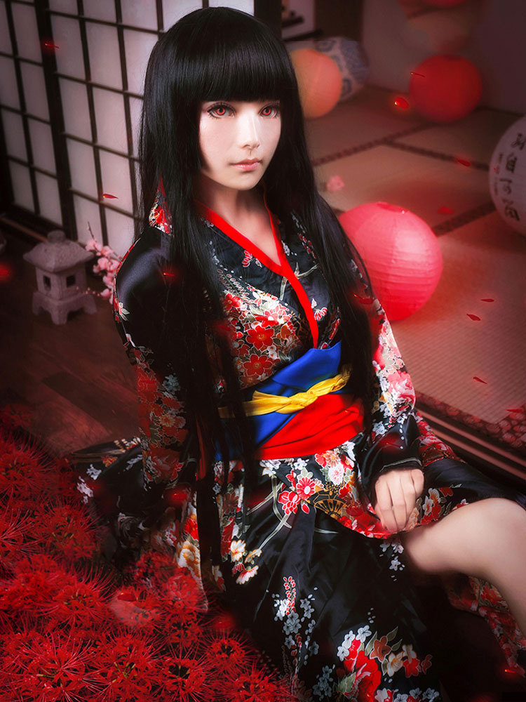 Hell Girl Enma Ai Halloween Cosplay Costume Kimono Version 