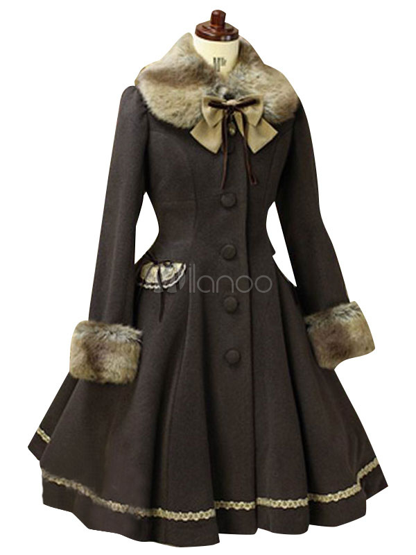 Classic Lolita Coat Wool Long Sleeve Bows Ribbons Mint Green Lolita ...