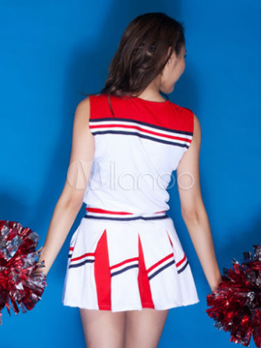 Cheer Leader Costume Sexy White Women Color Block Mini