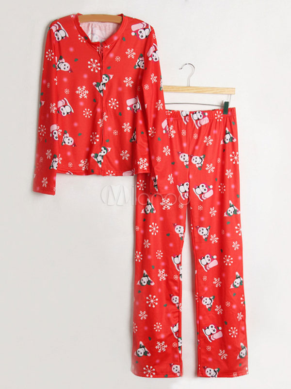Pijamas Mujer De Algodon Rojo Estilo Femenino Para Adultos Con Top Con Pantalones Pijama Mujer Navidad Milanoo Com