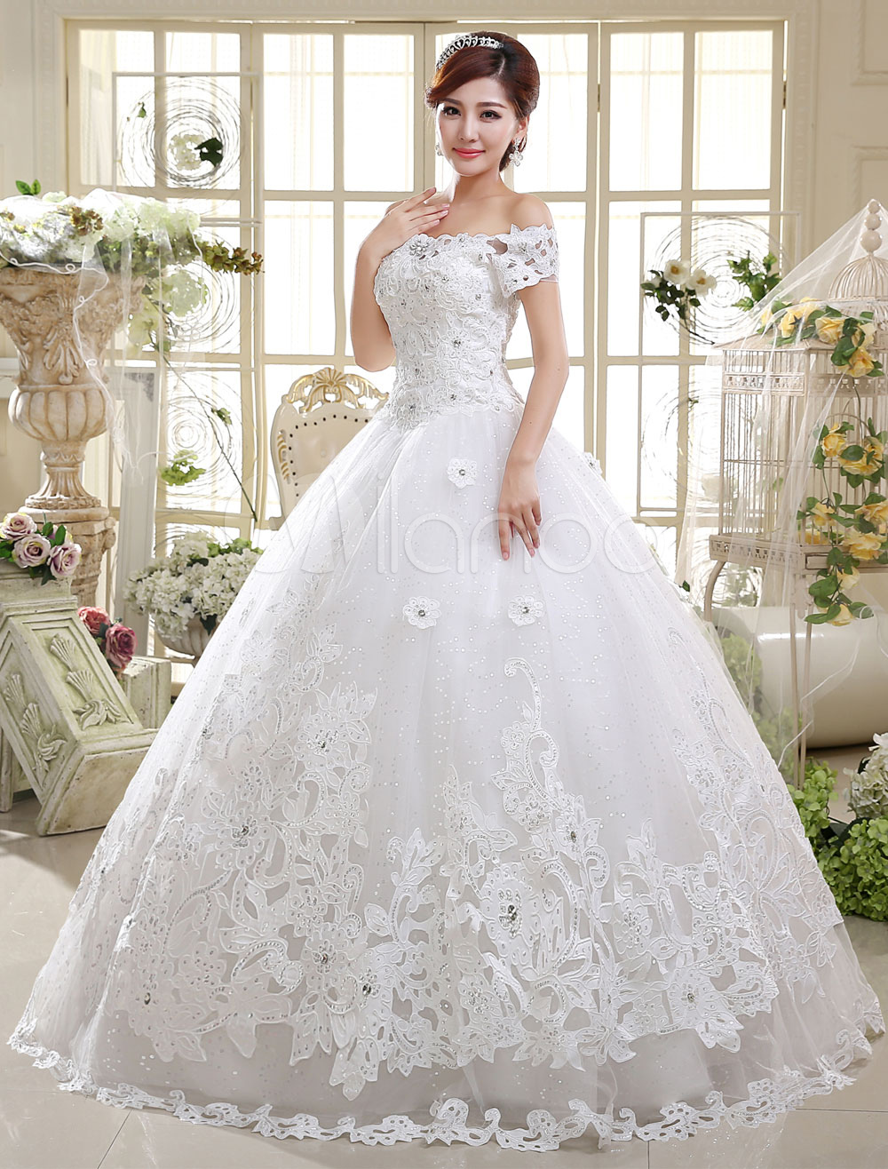 Ball Gown Wedding Dresses Lace Princess Bridal Gown Off