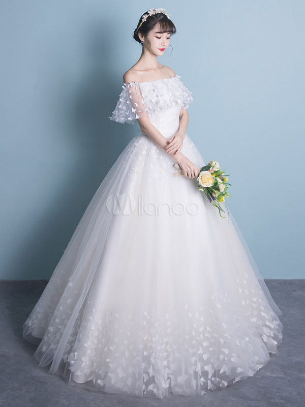 butterfly applique wedding dress