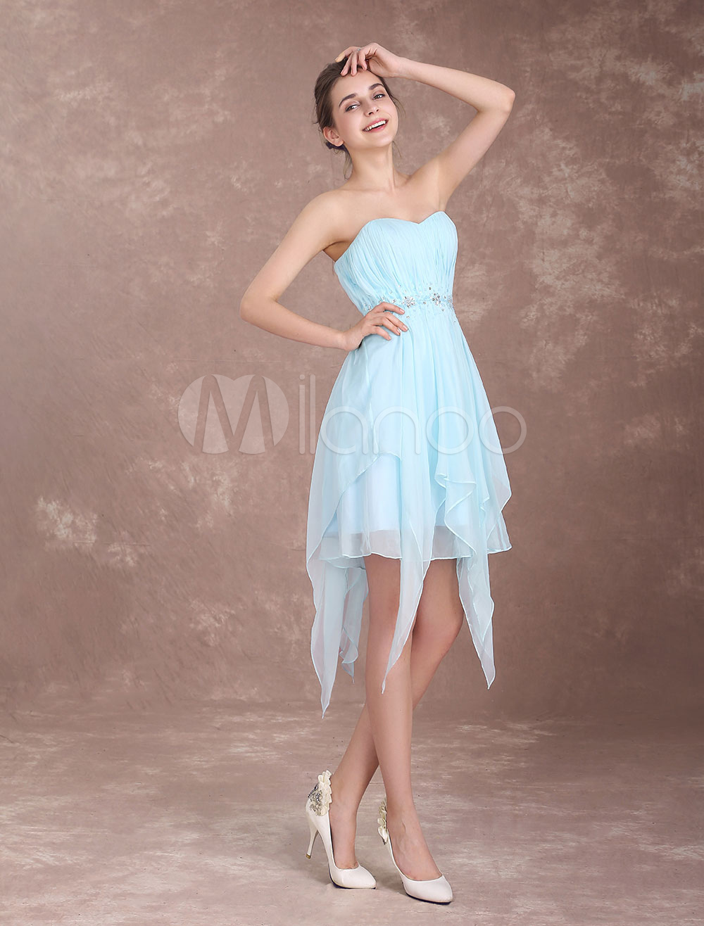 pastel blue cocktail dress