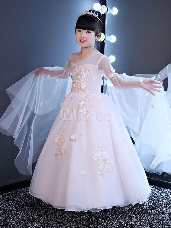 Princess Flower Girl Dresses Soft Pink Pageant Dress Lace Flowers ...
