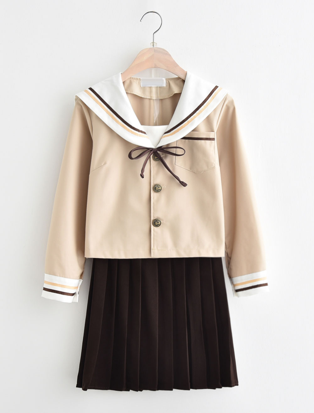 Japanese Anime Beige School Uniform Kawaii School Girl Cosplay -  