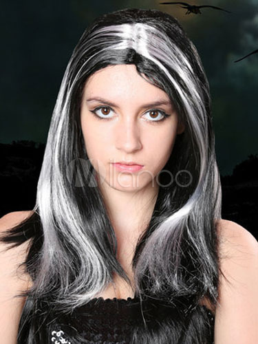 Highlights Black White Cosplay Wig Milanoo Com