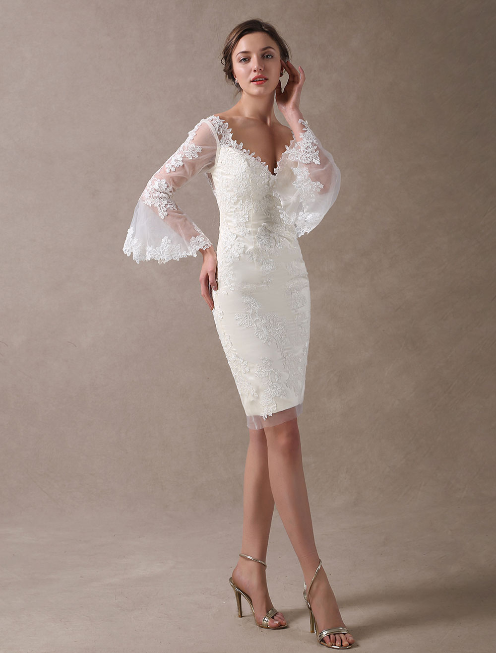 wedding dress with bell sleeves