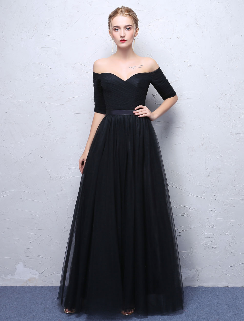 maxi black formal dress