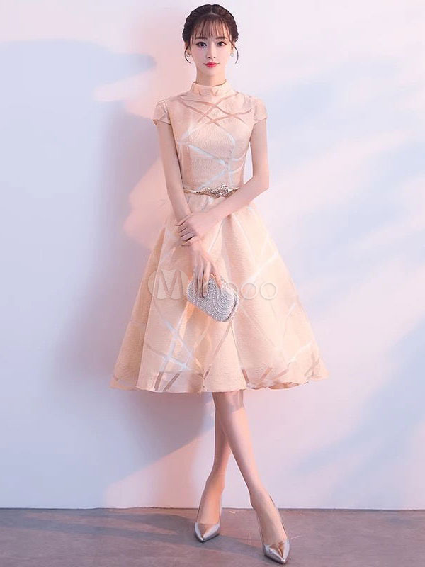 gold tea length formal dresses